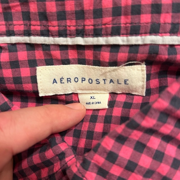 Aeropostale Pink & Black Plaid Button Down - Picture 4 of 6